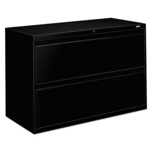 Brigade 800 Series Lateral File, 2 Legal/Letter-Size File Drawers, Black, 42" x 18" x 28"