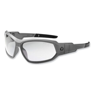 Skullerz Loki Safety Glasses/Goggles, Matte Gray Nylon Impact Frame, Clear Polycarbonate Lens