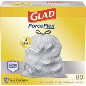 ForceFlex Kitchen Drawstring Trash Bags with OdorShield, 13 gal, 23.75 x 24.88, Gray, 80 Bags/Box, 3 Boxes/Carton
