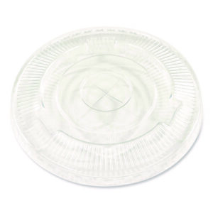 Crystal-Clear Cold Cup Straw-Slot Lids, Fits 9 oz to 10 oz Cold Cups, Plastic, Clear, 100/Pack