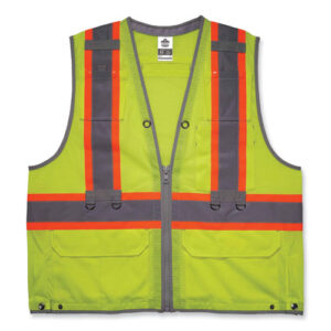 GloWear 8231TVK Class 2 Hi-Vis Tool Tethering Safety Vest Kit, Polyester, Large/X-Large, Lime
