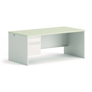 38000 Series Left Pedestal Desk, 72" x 36" x 30", Light Gray/Silver