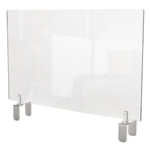 Clear Partition Extender with Attached Clamp, 42 x 3.88 x 18, Thermoplastic Sheeting