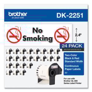 Continuous Paper Label Tape, 2.44 x 50 ft, White, 24 Rolls/Pack