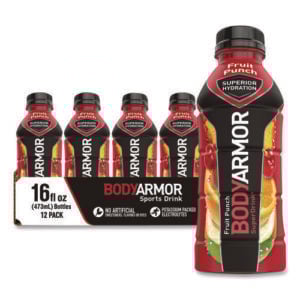 SuperDrink Sports Drink, Fruit Punch, 16 oz Bottle, 12/Pack