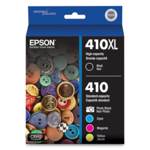 T410XL-BCS (410XL) Claria High-Yield Ink, 650 Page-Yield, Black/Cyan/Magenta/Yellow