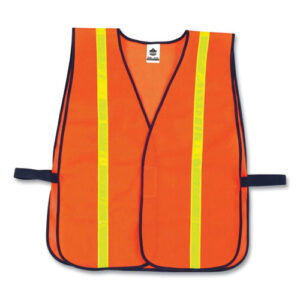 8040HL Non-Certified Hi-Gloss Vest, Polyester, One Size Fits Most, Orange