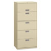 Brigade 600 Series Lateral File, 4 Legal/Letter-Size File Drawers, 1 File Shelf, 1 Post Shelf, Putty, 30" x 18" x 64.25"
