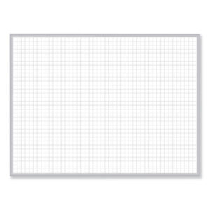 1 x 1 Grid Magnetic Whiteboard, 72.5" x 48.5", White/Gray Surface, Satin Aluminum Frame