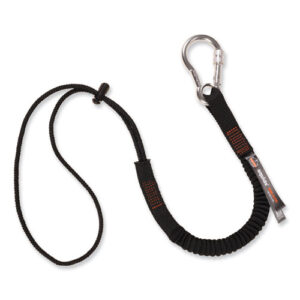Squids 3105 Tool Lanyard with Aluminum Carabiner + Cinch-Loop, 15 lb Max Working Capacity, 32" to 48", Black, 100/Pack
