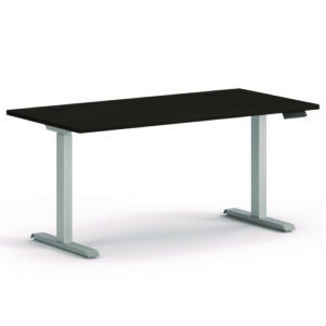 Mod Height Adjustable Desk Bundle, 60" x 30" x 27.5" to 46.75", Java Oak/Silver