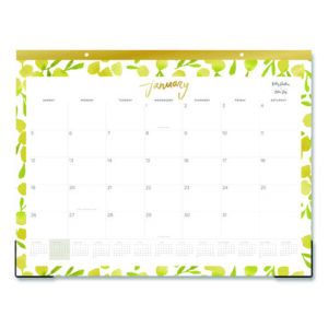 Kelly Ventura Mimosa Desk Pad Calendar, Lemons Artwork, 22 x 17, White/Yellow/Green Sheets, 12-Month (Jan to Dec): 2025