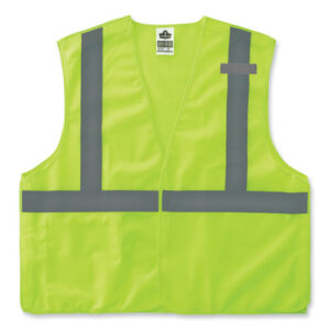GloWear 8215BA-S Single Size Class 2 Economy Breakaway Mesh Vest, Polyester, Medium, Lime