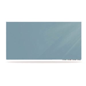 Aria Low-Profile Frameless Magnetic Glassboard, 36" x 24", Denim Blue Surface