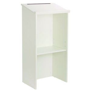 Wood Stand-up Podium Lectern Speaker Stand, 23 x 15 x 45.8, White