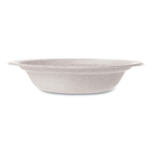 Molded Fiber Tableware, Compostable, Bowl, Sugarcane, 12 oz, White, 1,000/Carton