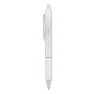 FriXion Ball Clicker Erasable Gel Pen, Retractable, Extra-Fine 0.5 mm, Black Ink, White Barrel, Dozen