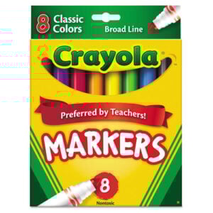 Non-Washable Marker, Broad Bullet Tip, Assorted Classic Colors, 8/Pack