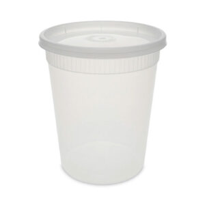 Newspring DELItainer Microwavable Container, 32 oz, 4.55" Diameter x 5.55" h, Clear, Plastic, 240/Carton