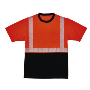 GloWear 8280BK Class 2 Performance T-Shirt with Black Bottom, 5X-Large Long, Orange