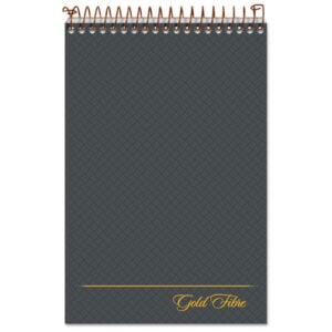 Gold Fibre Steno Pads, Gregg Rule, Designer Diamond Pattern Gray/Gold Cover, 100 White 6 x 9 Sheets