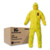 A70 Chemical Spray Protection Coveralls, Elastic Wrists, Ankles, Hood, XL, Yellow, 12/Carton