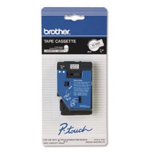 TC Tape Cartridge for P-Touch Labelers, 0.37" x 25.2 ft, Black on White