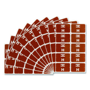AlphaZ Color-Coded Second Letter Alphabetical Labels, H, 1 x 1.63, Dark Brown, 10/Sheet, 10 Sheets/Pack