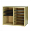 Wood Adjustable 12 Compartment Literature Organizer, 12 Sections, Letter Size, 20 x 11.8 x 16.3, Medium Oak