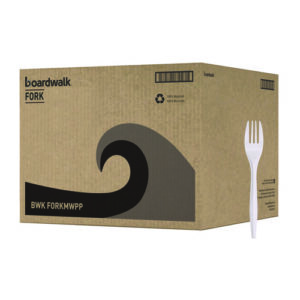 Mediumweight Polypropylene Cutlery, Fork, Plastic, White, 1,000/Carton