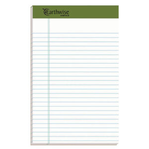 Earthwise by Ampad Recycled Writing Pad, Narrow Rule, Politex Green Headband, 50 White 5 x 8 Sheets, Dozen