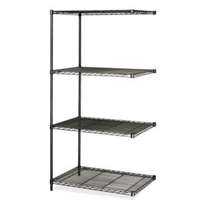 Industrial Add-On Unit, Four-Shelf, 36w x 24d x 72h, Steel, Black