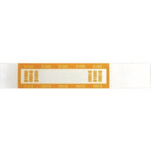 Currency Straps, $10 Bill, $1,000, Self-Adhesive, 1,000/Pack
