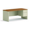 38000 Series Right Pedestal Desk, 66" x 30" x 29.5", Harvest/Putty