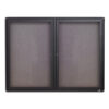 Enclosed Indoor Fabric Bulletin Board with Two Hinged Doors, 48" x 36", Gray Surface, Graphite Gray Aluminum Frame