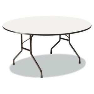 OfficeWorks Wood Folding Table, Round, 60" x 29", Gray Top, Charcoal Base