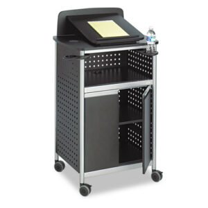 Scoot Multipurpose Mobile Lectern, 28.75 x 22 x 49.75, Black/Silver