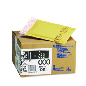 Jiffylite Self-Seal Bubble Mailer, #000, Barrier Bubble Air Cell Cushion, Self-Adhesive Closure, 4 x 8, Brown Kraft, 25/CT