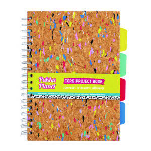 B5 Size Eco Project Book, 4-Subject, Medium/College Rule, Cork/Multicolor Cover, (100) 9.8 x 6.9 Sheets
