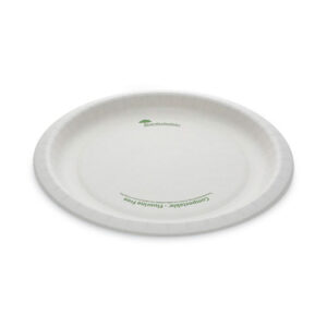 EarthChoice Pressware Compostable Dinnerware, Plate, Paper, 10" dia, White, 300/Carton