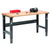Standard Duty Butcher Block Top Adjustable Height Workbench, 2,000 lbs, 60 x 30 x 30.88 to 36.88, Birch/Black