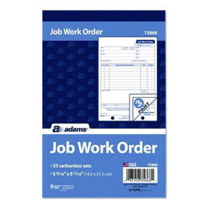 Multipart Job Work Order Pad, Three-Part Carbonless, 5.56 x 7.94, 33 Forms Total