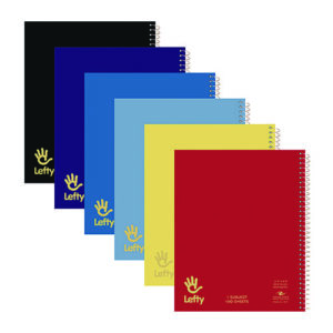 Lefty Notebook, 1-Subject, Wide/Legal Rule, Assorted Cover Colors, (100) 10.5 x 8.5 Sheets