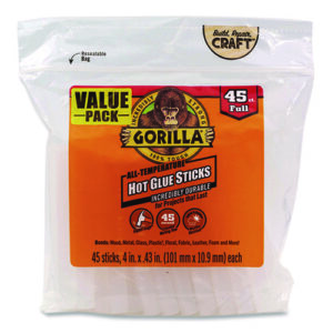 Hot Glue Sticks, 0.43" dia x 4", Dries Clear, 45/Pack