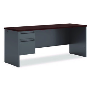 38000 Series Left Pedestal Credenza, 72w x 24d x 29.5h, Mahogany/Charcoal