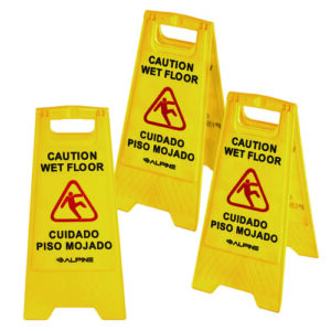 Bilingual Caution Wet Floor Sign, 11.8 x 0.7 x 24.6, Yellow, 3/Carton