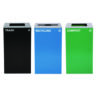 29 Gallon Trash/Recycling Cans, Steel, Blue Recycling Can/Mixed Lid, Green Compost Can and Black Trash Can with Square Lids