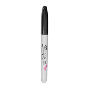 Fine Tip Permanent Marker, Breast Cancer Awareness, Fine Bullet Tip, Black, 2/Pack