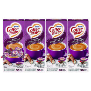 Liquid Coffee Creamer, Italian Sweet Cream, 0.38 oz Mini Cups, 50/Box, 4 Boxes/Carton