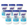 Hand Sanitizing Wipes, 7 x 6, Clean Scent, White, 40/Canister, 6/Carton